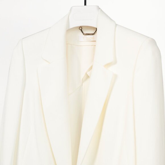 Chloe "Milk" Iconic Crepe Bell-Sleeve Open-Front Blazer - Picture 4 of 11